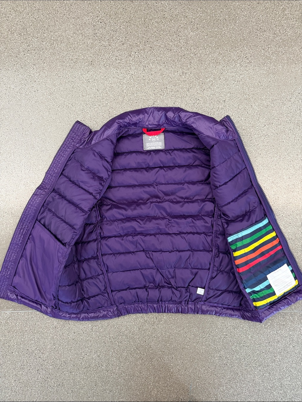 Primary Purple Quilted Puffer Vest with Red Zipper Accent - Picture 2 of 5